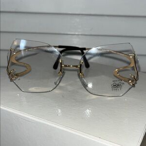 Vintage Luxottica Rimless Glasses with Gold Accents - Italy Marking